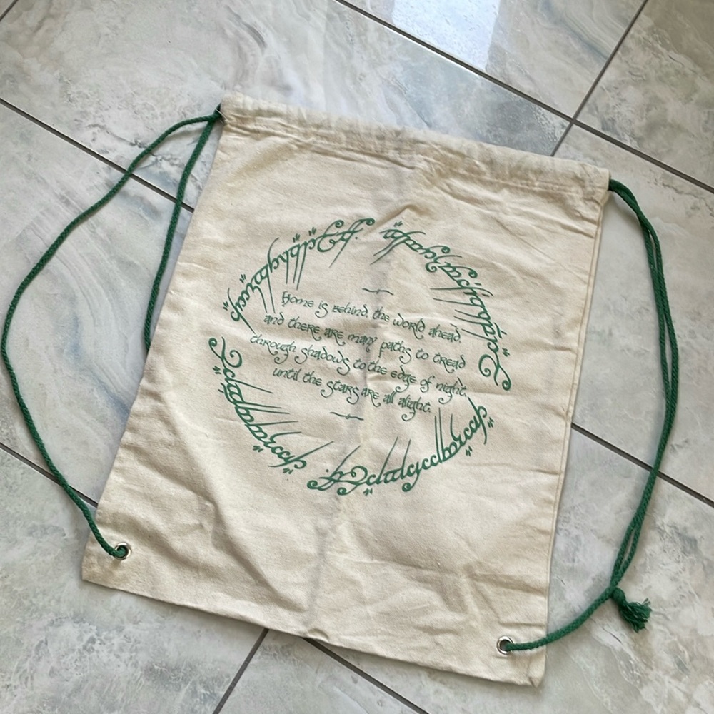 Lord of the Rings LotR hobbit elvish poem drawstring bag backpack bookish
